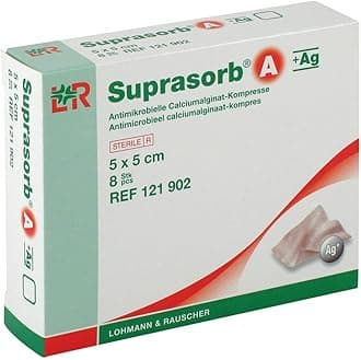 Suprasorb A + AG Antimik Cal Alginate Compression 8 Gauze Swabs 5 x 5 cm