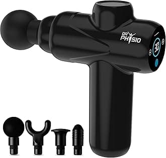 Dr PhysioUSA Touch Dynamo 1049 Percussion Gun Massager for Full Body Pain Relief, Rechargeable Cordless Deep Tissue Massage Machine for Legs & Arms, Use at Home, Gym & During Travel