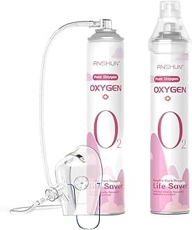Oxygen Tank, 10L 2-Pack Portable Canned Oxygen with Mask and Tube, 99.5% Pure Oxygen, Eco-Friendly Design, for High Altitude, Exercise Recovery, Pregnant Women, and The Elderly.