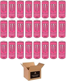 Monster Energy Drink Flavours | Juiced, Zero Sugar, Ultra, Monarch, Fiesta Mango, Strawberry Dreams, VR46, Punch | High Caffeine Sports Energy Drink (Ultra Rosa - 500ml x 24Pack)