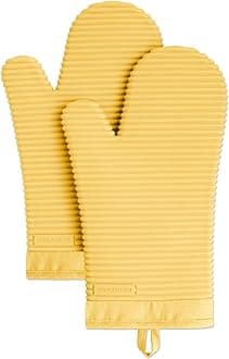 Ribbed Soft Silicone Oven Mitt 2-Pack Set, 7.5"x13", Orange Sorbet