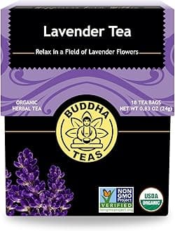 Buddha Teas Organic Lavender Tea - OU Kosher, USDA Organic, CCOF Organic, 18 Bleach-Free Tea Bags