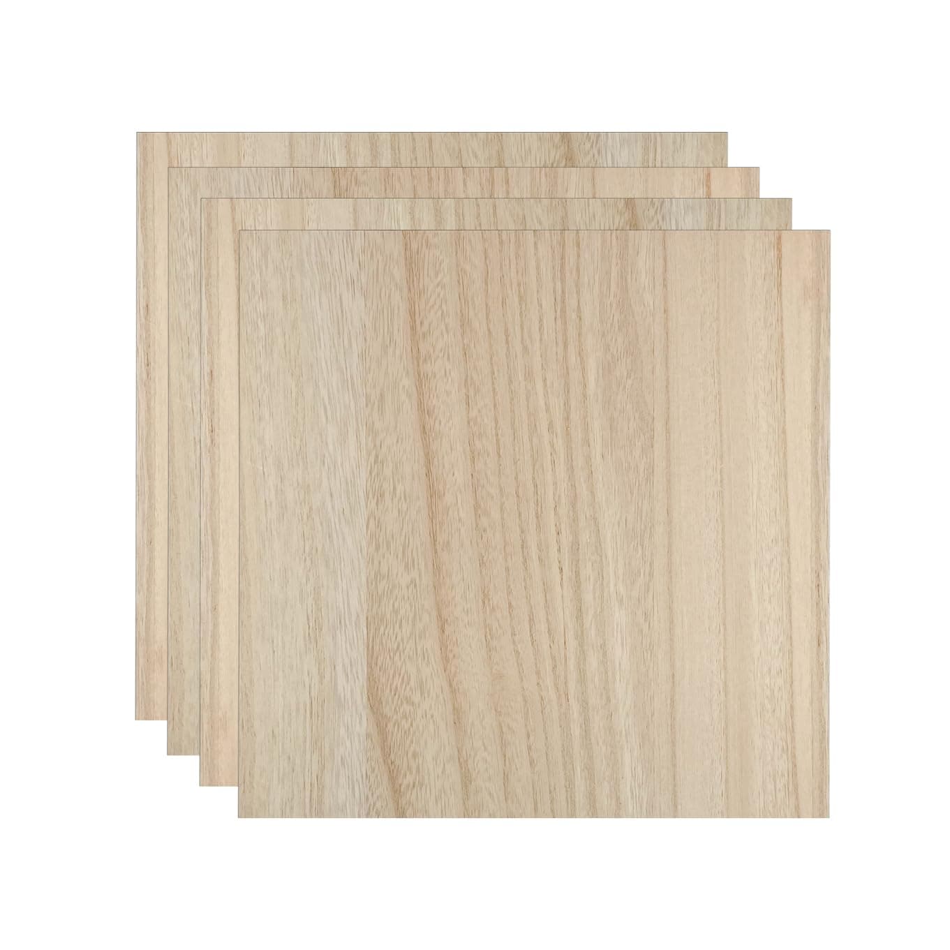 4 Pack MDF Wood Boards 12"x12"-1/4th inch Thick Wooden Planks, Double Sided Veneered MDF Sheet for Homemade DIY Crafts