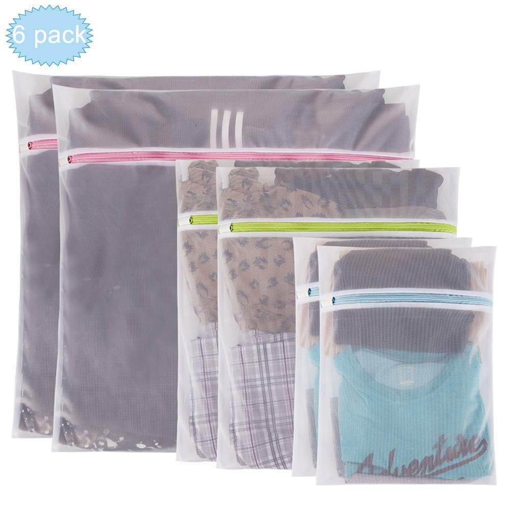 UOON Mesh Laundry Bags - Pack of 6 (2 Extra Large, 2 Large & 2 Medium Essentials Reuse Durable Washing Machine Bag for Delicates Blouse,Hosiery,Underwear,Bra,Lingerie Baby clothes
