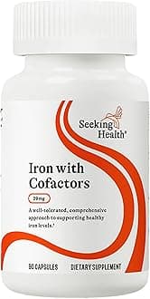 Seeking Health Iron with Cofactors, as Ferrochel Ferrous Bisglycinate, Vitamin A and C Cofactors, Digestive Enzymes for Optimal Iron Absorption, Vegan and Vegetarian (90 Capsules)*