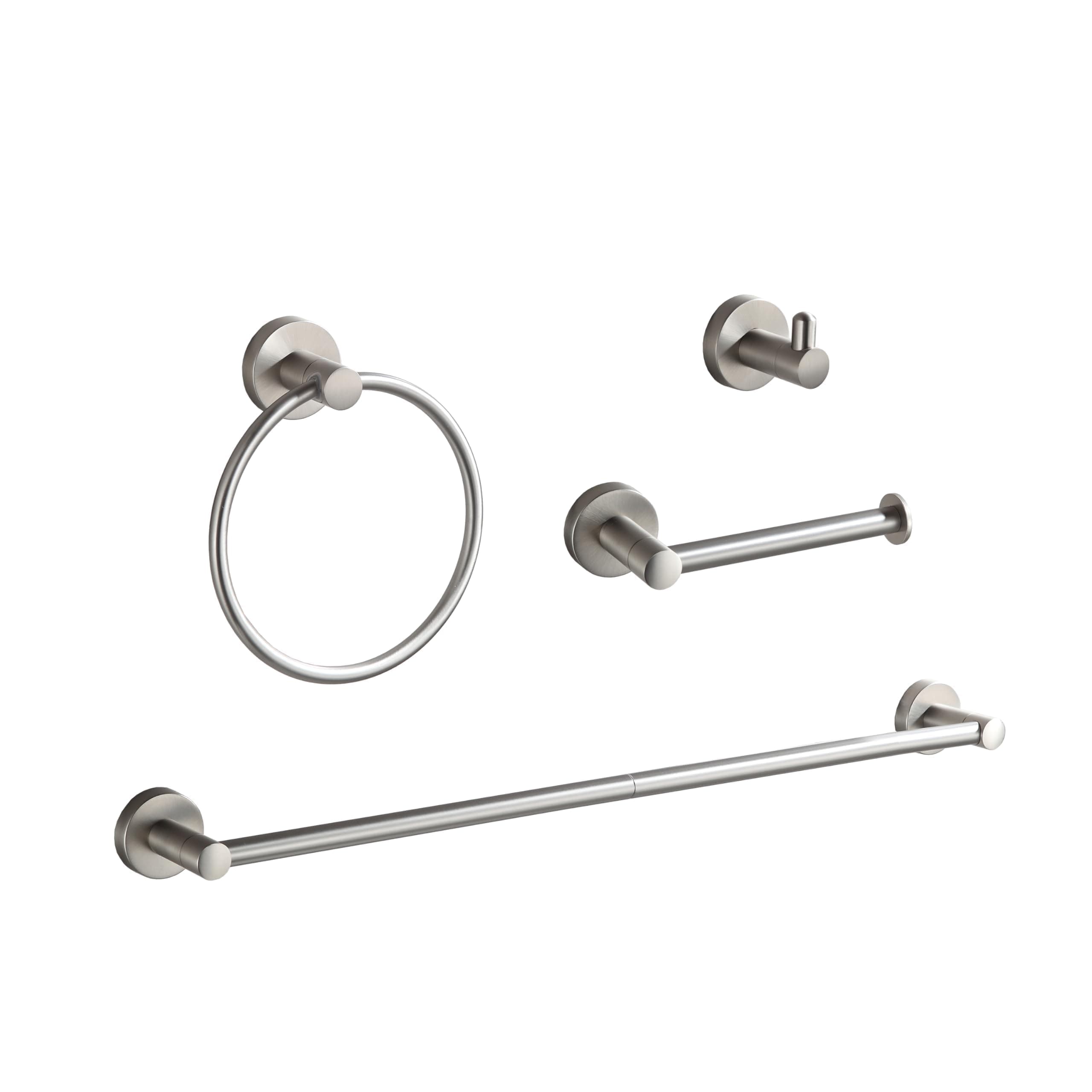 BGL Bathroom Accessory Set Brushed Nickel 4-Pieces Bathroom Towel Rack 24 Inches Adjustable Bathroom Hardware Set