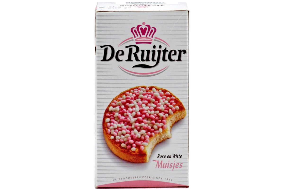 De Ruijter Pink & White Sugared Aniseed (Rose en Witte Muisjes) - 9.88oz (280g) (3 packs)