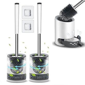 - Clyton Pack of 2 Silicone Toilet Brush with Holder Stand, Quick Drying Toilet Bowl Cleaner Brush and Stand, Pot Commode Bathroom Tile Cleaning Scrubber Brushes