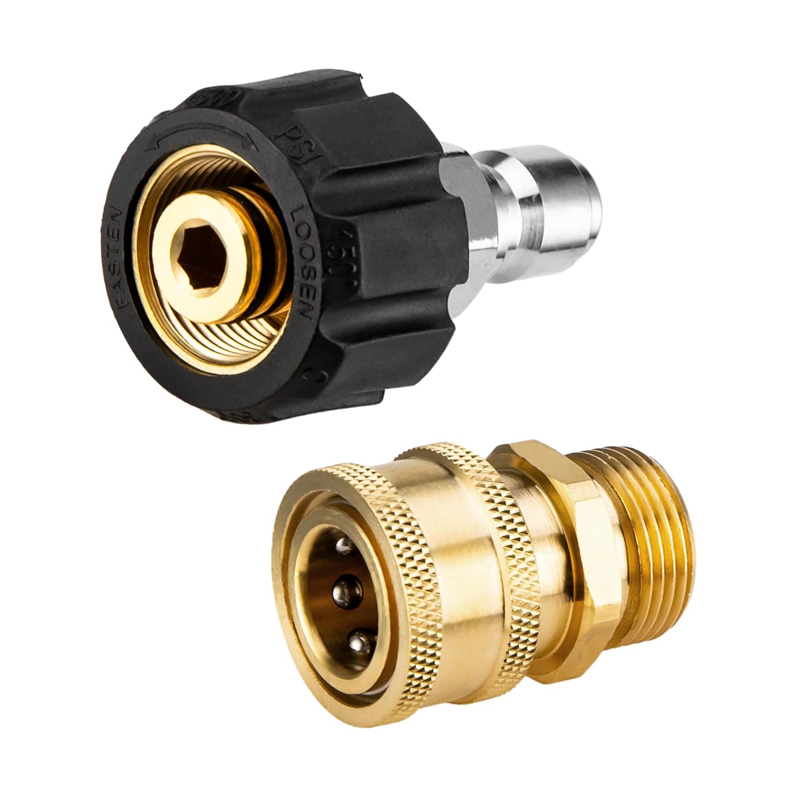 Pressure Washer Adapter Set, Quick Connect Kit, Metric M22 14mm Female Swivel to M22 Male Fitting, 5000 PSI