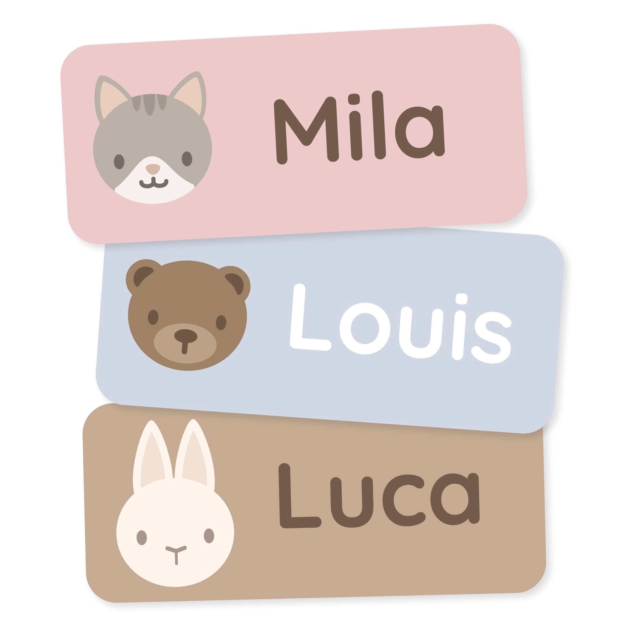 Personalized Name Labels for Kids (60) – Custom Waterproof & Durable Stickers for Clothing, Daycare, Office & School Supplies - Babyanimals