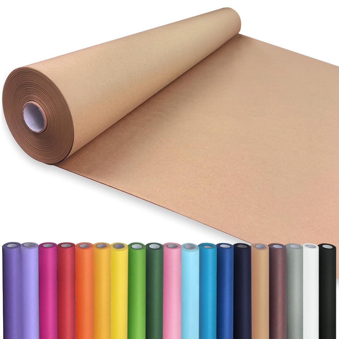 PerkHomy 30" x 2,400" (200') Brown Kraft Paper Roll for Craft Bulletin Board Paper Art Table Covering Crafting Gift Wrapping Bouquet Packing Parcel 70GSM 50LB (Brown, 30" x 200')