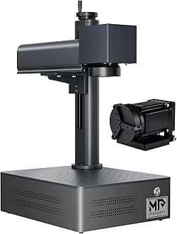 Monport 30W Fiber Laser Engraver＆Rotary Axis, LightBurn Compatible Fiber Laser Marking Machine with Red Dot Pointer 100000 Hour Lifespan, 5.9"x5.9" Workbed Metal Etching Machine for Metal Marking