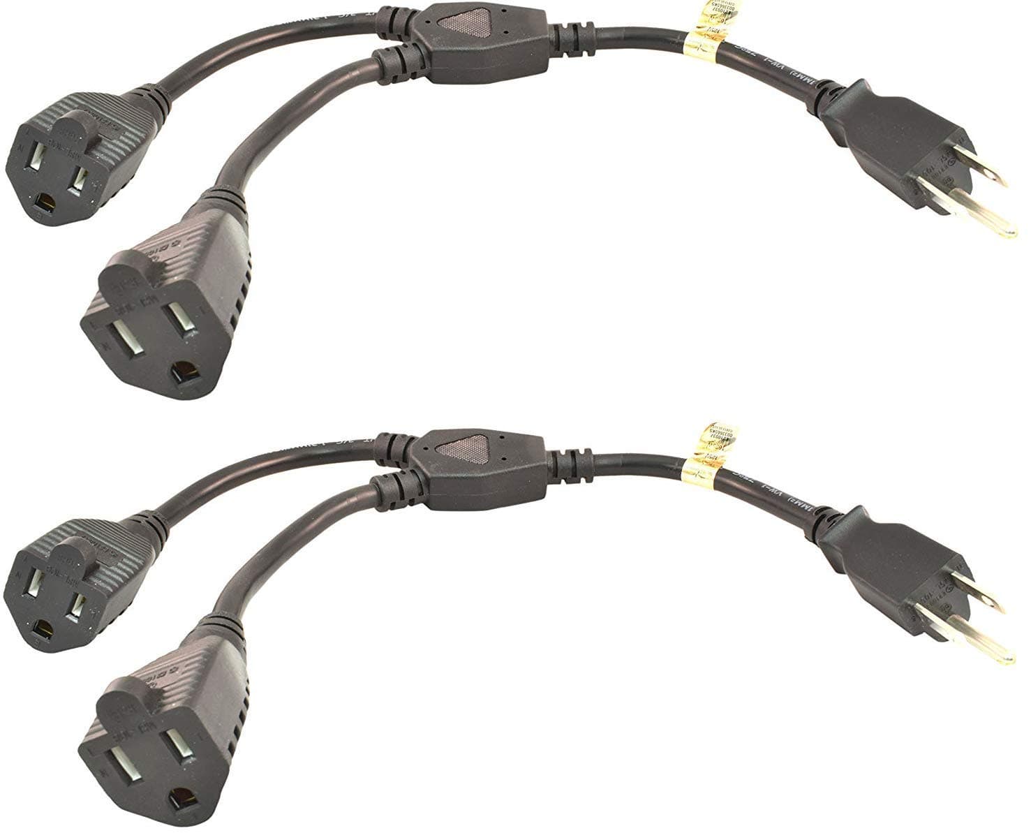 Cables Unlimited (2-Pack) PWR-PSLIB-2-2PK Outlet Xtender Power Cord Splitter (UL LISTED)