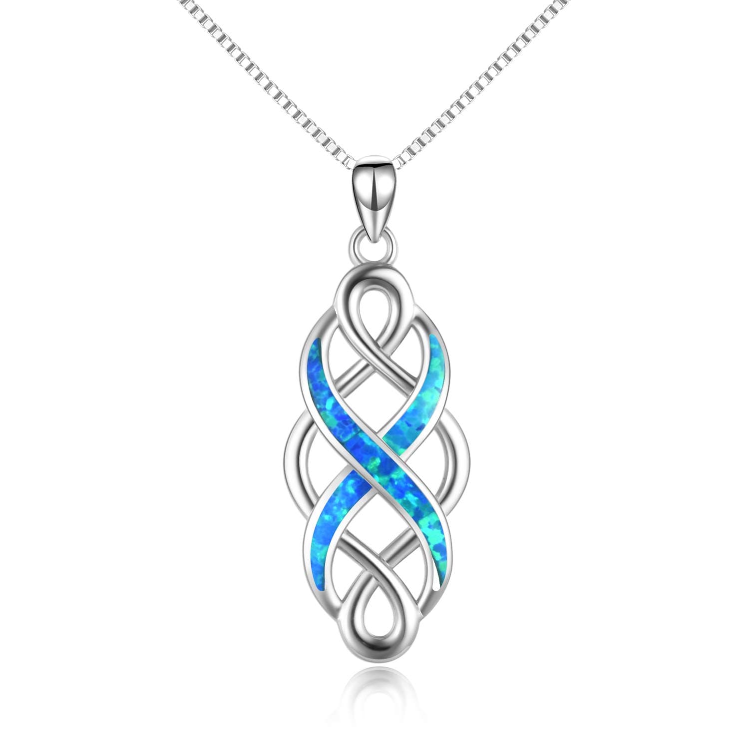 Celtic Knot Necklace Created Opal Pendant Sterling Silver Infinity Love Jewelry