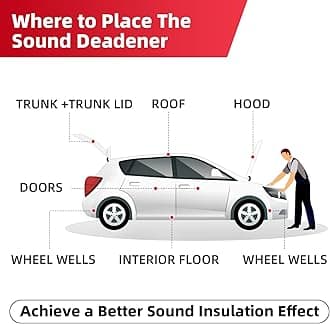Roll Pack Universal Sound Deadener for Cars Auto Sound Deadening Closed Cell Foam Noise Deadening Material-Heat Hood Shield Insulation Dampening Mat 197mil,49sqft
