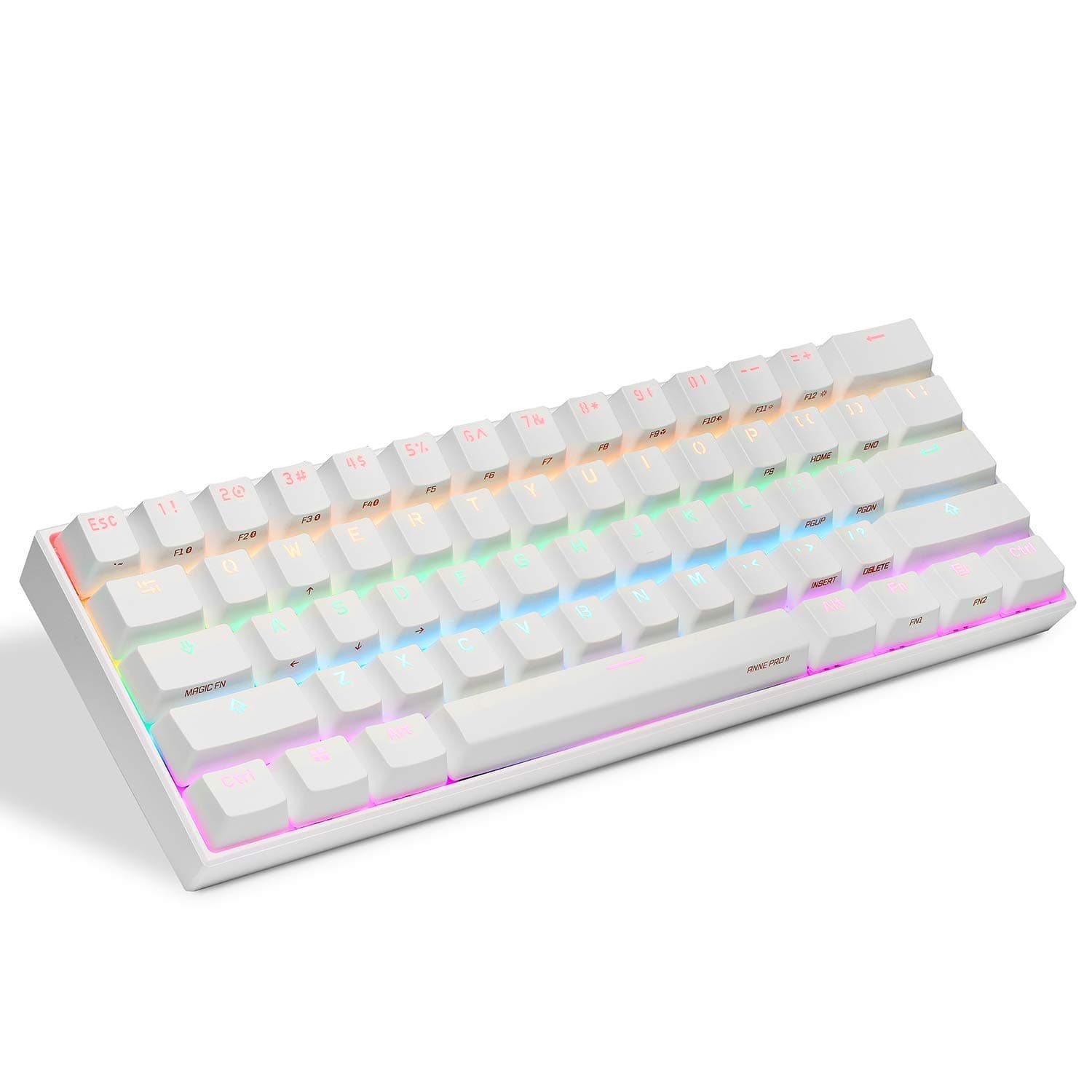 Anne PRO 2 Mechanical Keyboard, Arrow Keys on Keyboard, Up to 8 Hours Extended Battery Life, Full Keys Programmable,True RGB Backlit, Perfect for Gaming, Working & Home use (Kailh Box Black, White)