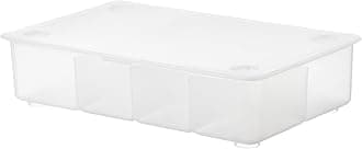 Generic Rectangular Clear Smooth Hinged Lid Storage Box, 34x21x8 cm