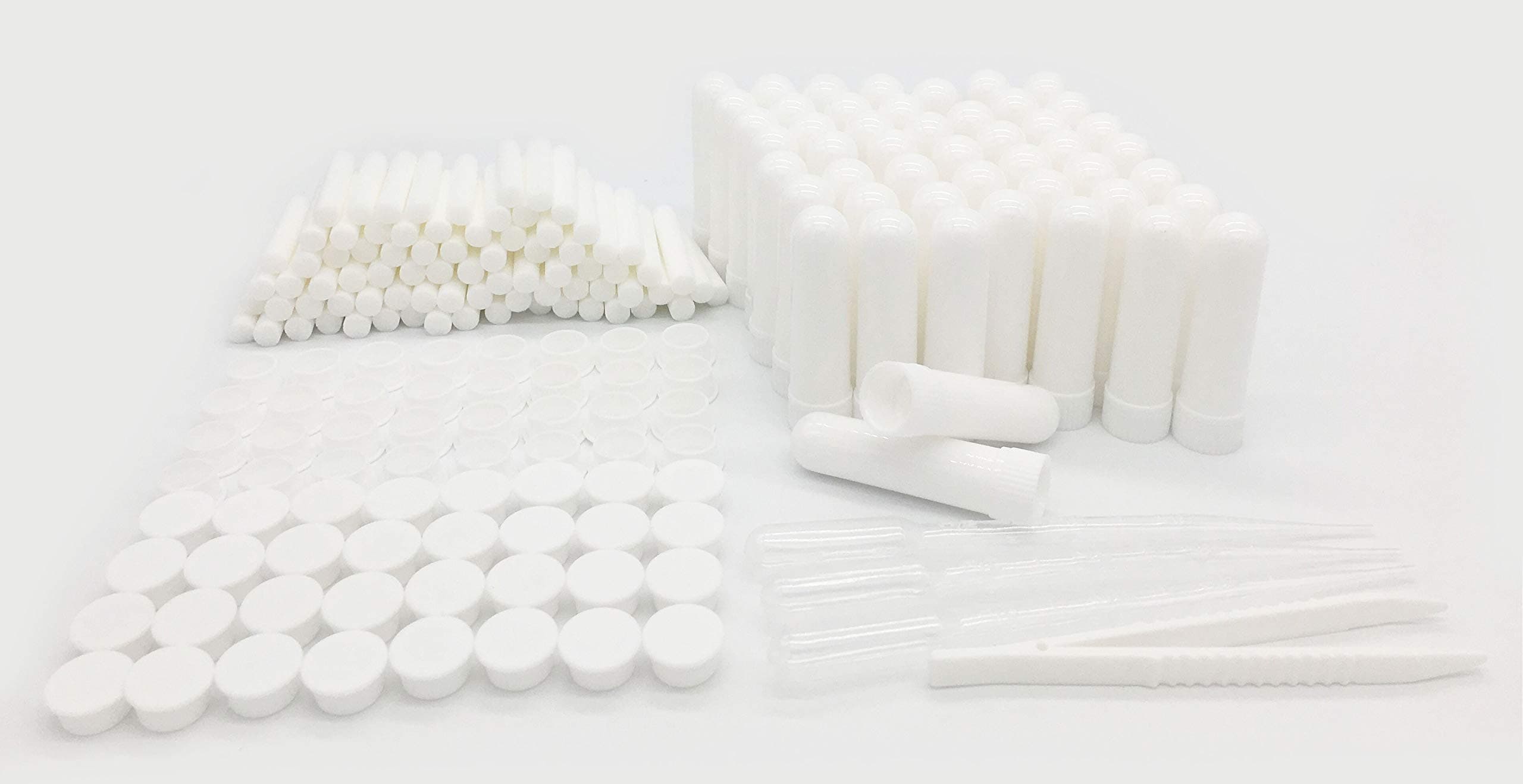 48 PCS Essential Oil Aromatherapy Blank Plastic Tubes (Including 60 unscented Wicks 3 Polyethylene Pipette Droppers 1Plastic Tweezers)