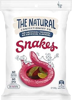 The Natural Confectionery Co. Jelly Snakes 260g - Soft, Chewy Snake shaped colored sweet and sour jellies