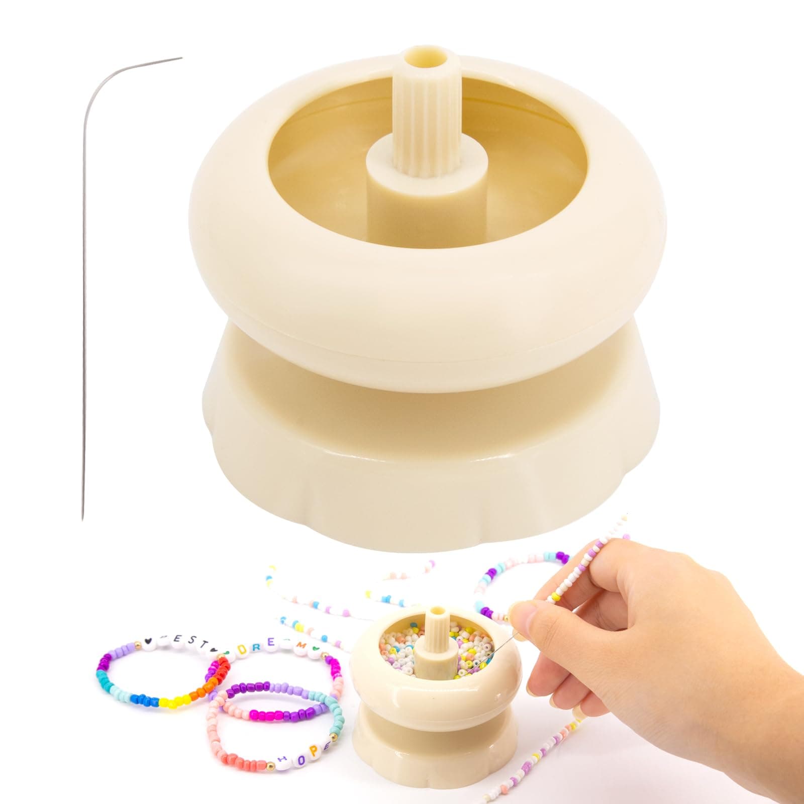axbeeax Mini Bead Spinner Kit Clay Bead Spinner for Jewelry Making Bracelet Maker Stringing Wooden Crafting