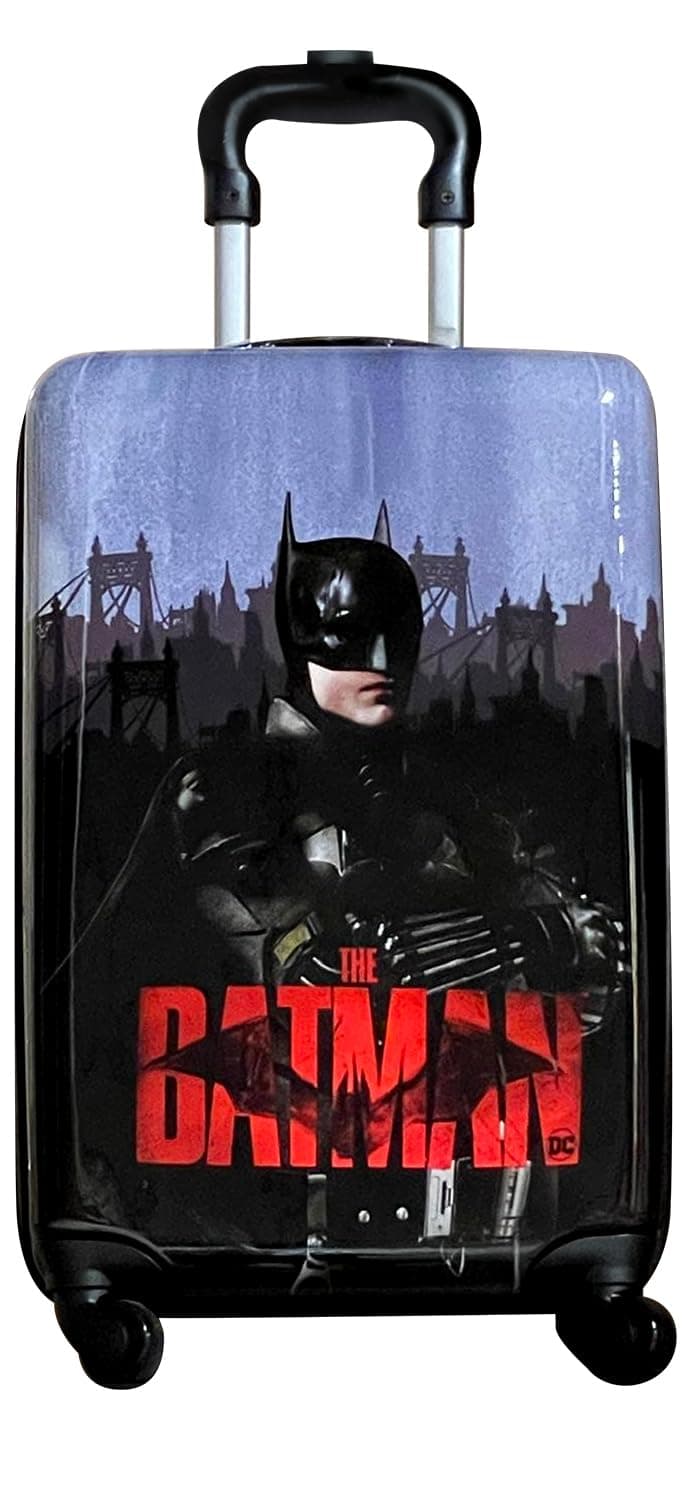 Fast Forward Batman Black Luggage 20 Inches Hard-Sided Tween Spinner Carry-On Travel Trolley Rolling Suitcase for Kids