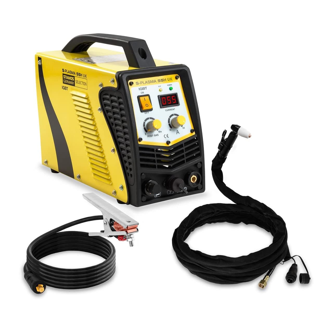 Stamos Selection S-Plasma 55H Plasma Cutter Machine Metal Cutting Machine 55A 17mm 230V Digital Display (Cutting Current 10-55A, Contact Ignition, Fan Cooling)