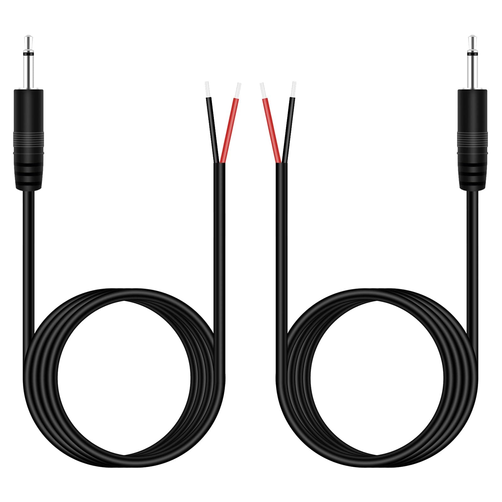 Fancasee (2 Pack 6 ft) Replacement 3.5mm Male Plug to Bare Wire Open End TS 2 Pole Mono 1/8" 3.5mm Plug Jack Connector Audio Cable Repair(Black,Red)