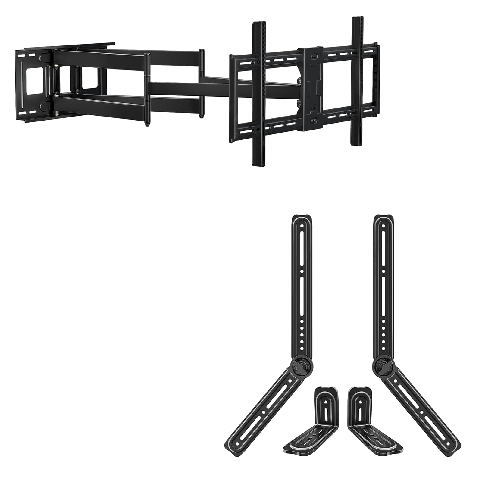 Heavy Duty Long Dual Arm TV Wall Mount for Most 42-90'' TVs, 40.9 inch Extension TV Mount and Soundbar Mount Bracket