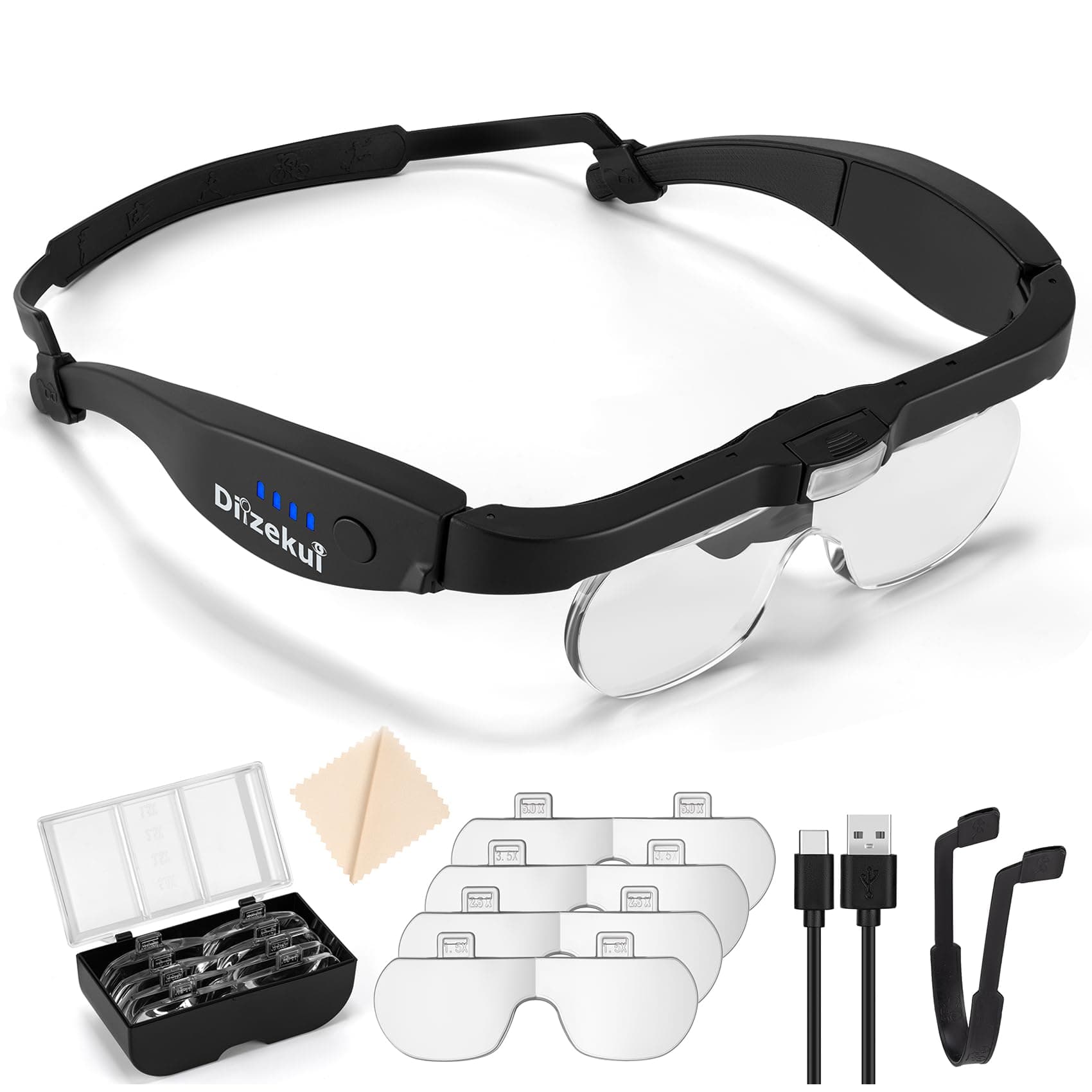 Dilzekui 1.5X to 5.0X Magnifying Glass with Light