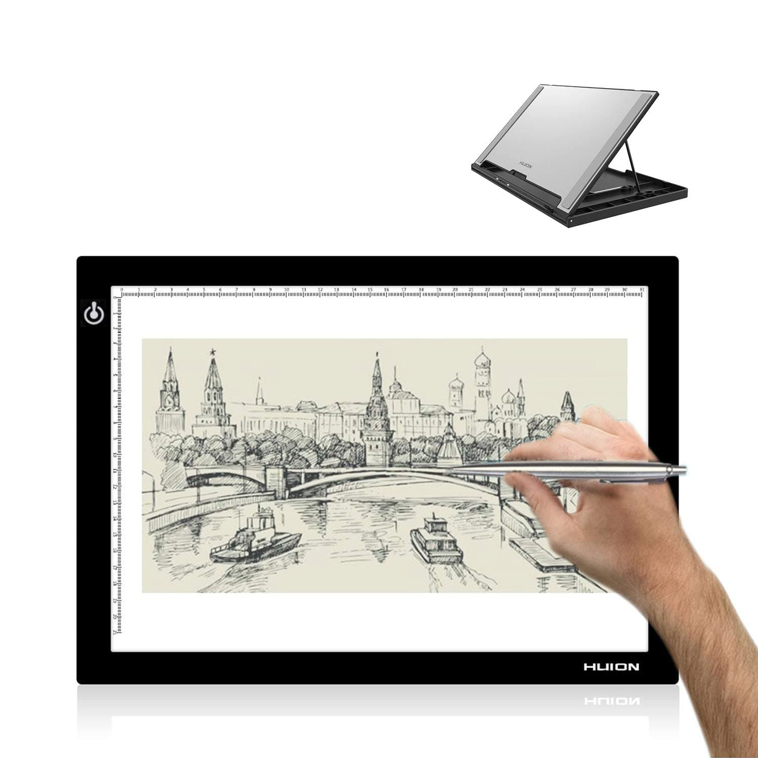 L4S LED Light Box A4 Ultra-Thin USB Powered and Huion ST300 Adjustable Drawing Tablet Stand