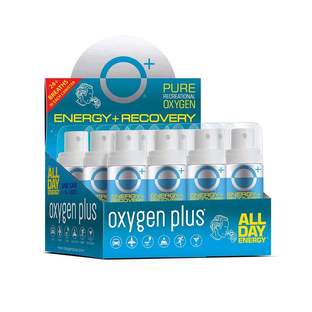 Oxygen Plus – O+ Mini 12 Pack | Portable Oxygen Can | Filled with 99.5% Pure O2 | Natural Wellness Supplement to Boost Energy & Recovery | 5+ Uses Per 1.55 Liter Cans