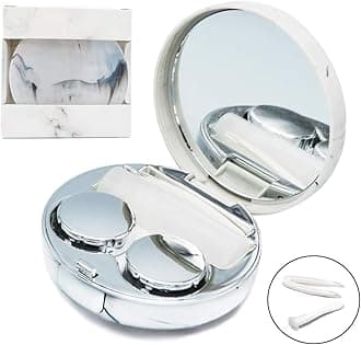 Contact Lens Case, Portable Cute Eye Contacts Colored Lenses Remover Tool Kit with Mirror for Travel (Silver)