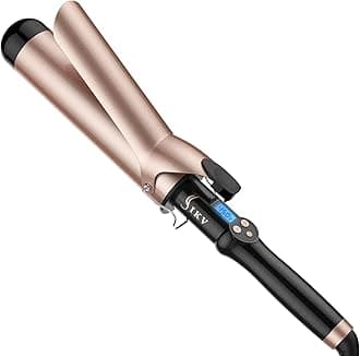 2 Inch Extra Long Barrel Curling Iron for Long Hair, Large Barrel Curling Wand Ceramic Tourmaline Dual Voltage, Gold