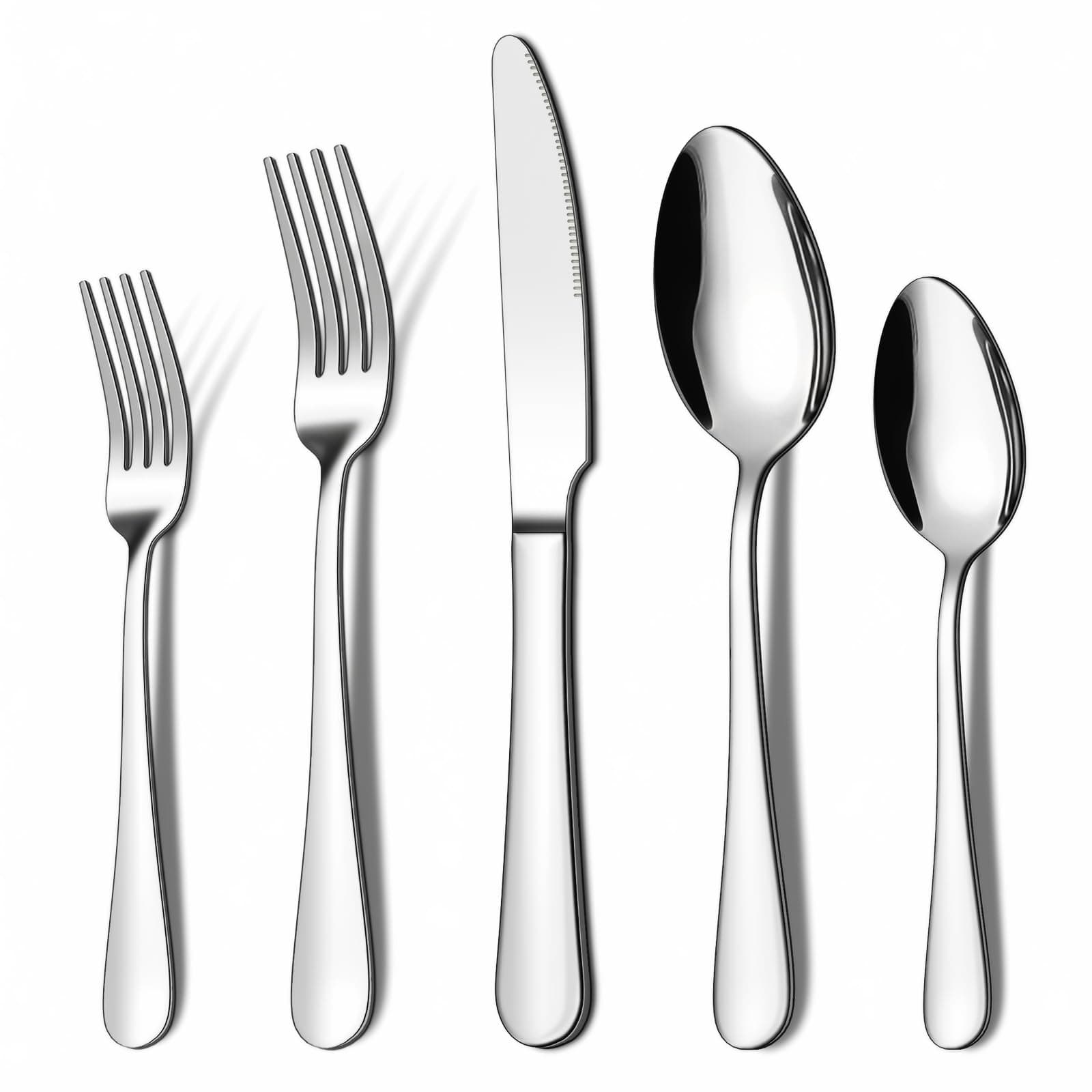 20 Piece Silverware Set, ENLOY Stainless Steel Flatware Cutlery Set, Kitchen Utensil Set Service for 4, Include Knife Fork Spoon, Mirror Polished, Dishwasher Safe