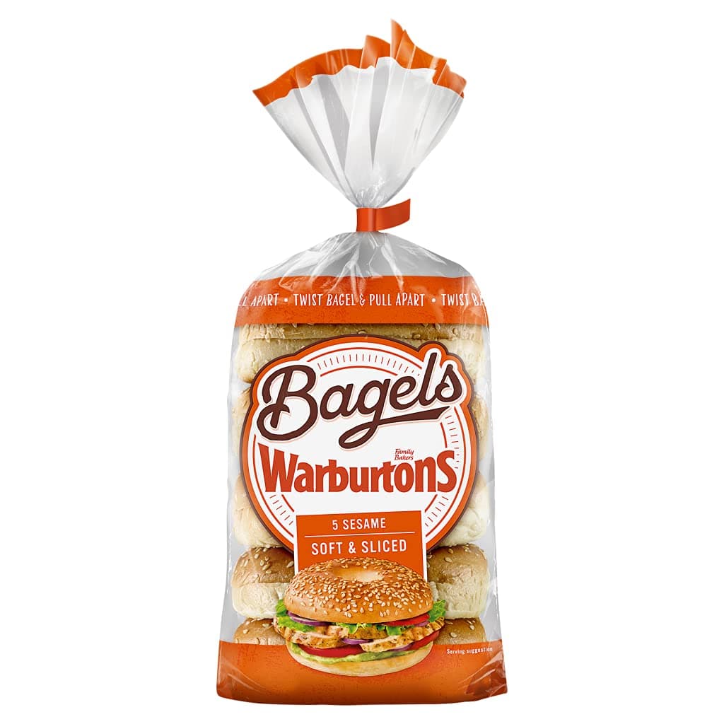 Warburtons 5 Soft & Sliced Sesame Bagels