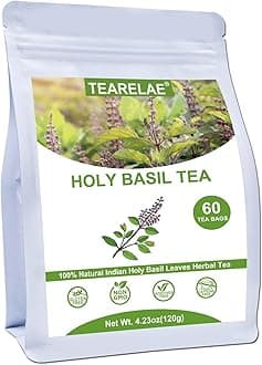 TEARELAE - Holy Basil Tea Bags - 60 Count - 100% Pure Natural Holy Basil Leaves - Aid in Digestion, Boost Immune System - Non-GMO - Caffeine-Free
