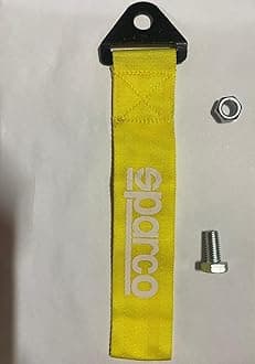 AUTO MT SPARCO Tow Belt & Strap || SPARCO Premium Universal Front & Rear Tow Strap/Tow Hook Towing Belt (Nylon, 1000 kg Pull Capacity) (Yellow)