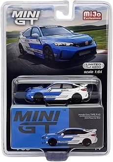 True Scale Miniatures Model Car Compatible with Honda Civic Type R #3 2023 Pace Car Blue 1/64 Diecast Model Car Mini GT MGT00753