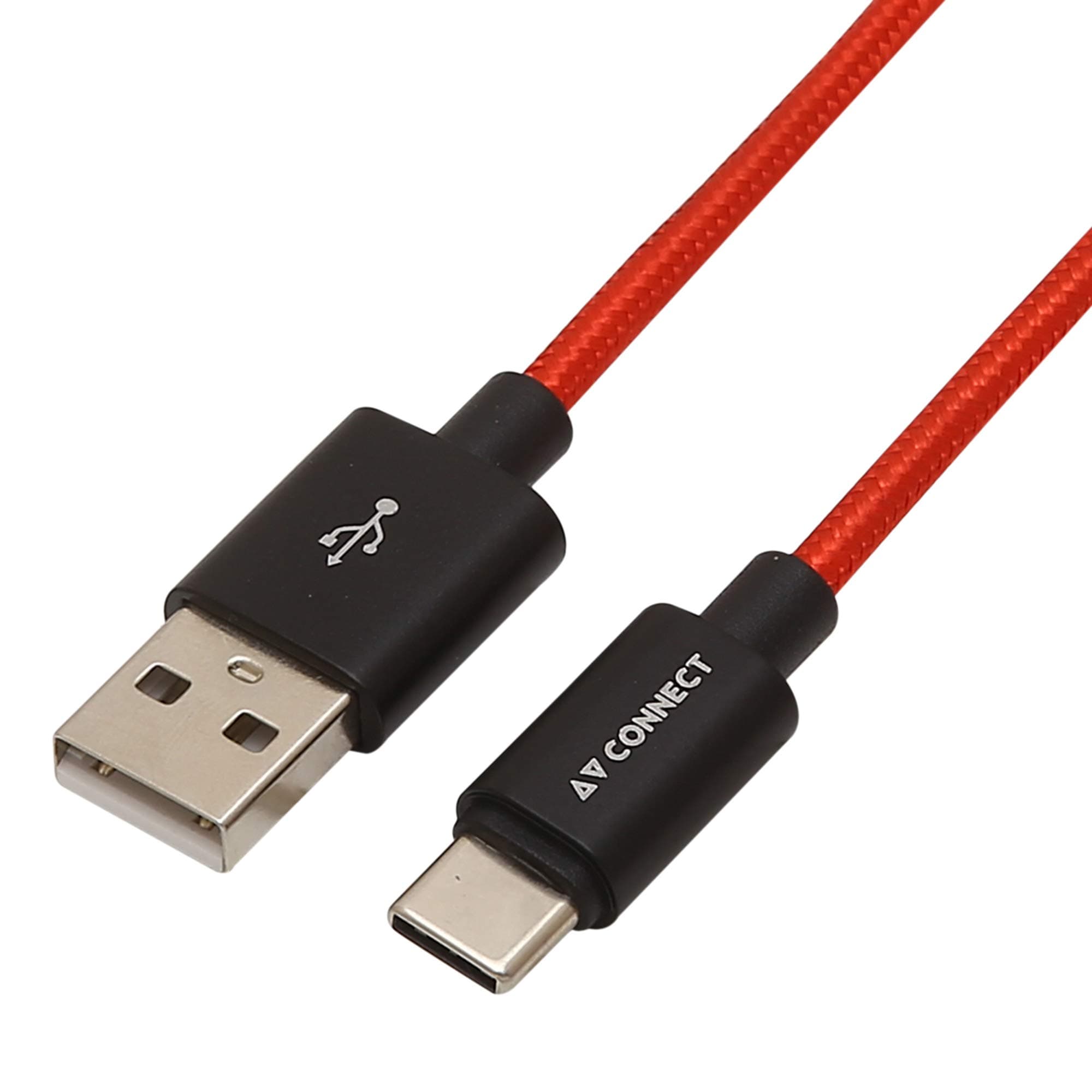 Braided USB Type C Cable Fast Charging Upto 2.4 Amps [2 Meter/6.5ft] - Red&Black