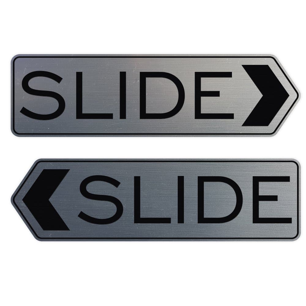 Designer Slide Door Sign - Silver - Small