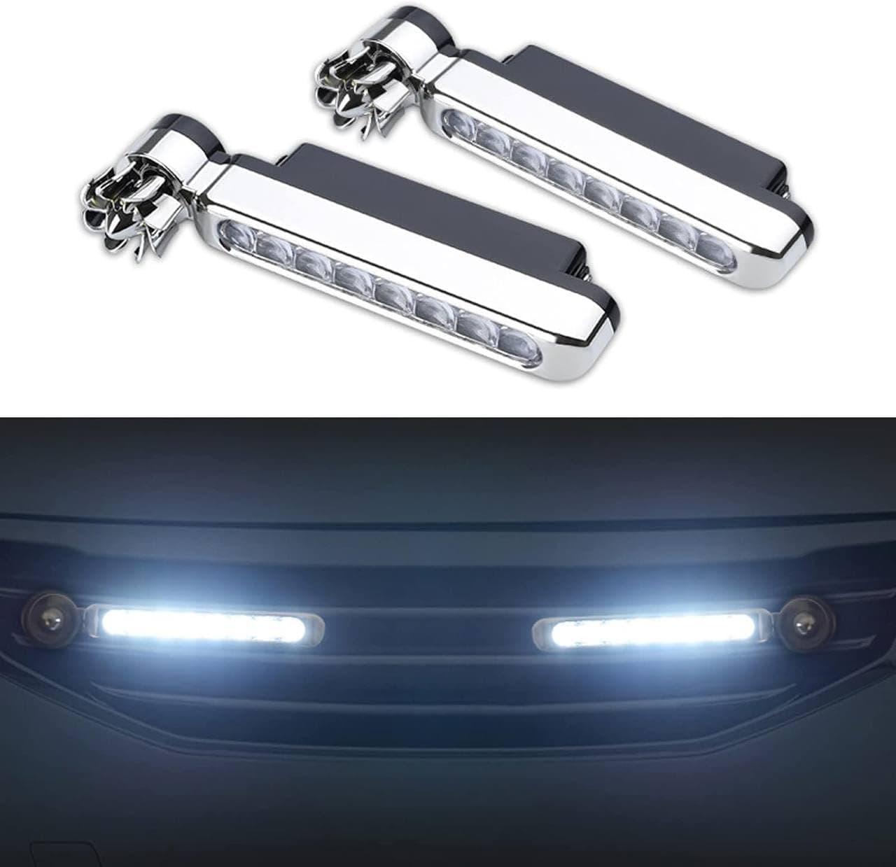 LIMBANI BROTHERS Universal Car Wind Power Daytime Running Light,8 Led Light External Fog Lights Are Used For Car Driving Assist Light Accessories,Lamp No Need External Power Supply (1 pair)