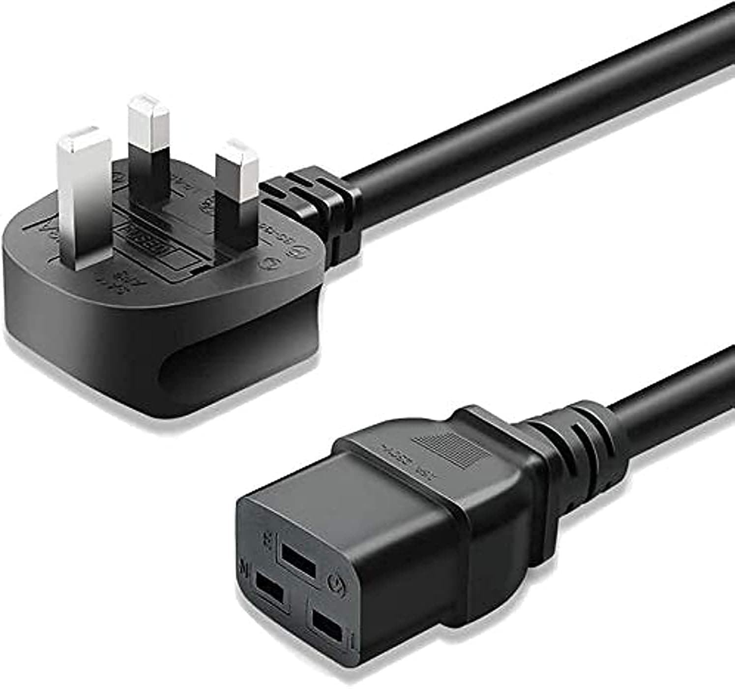 DKURVE C19 Power Cable Heavy Duty 2.5mm UK Mains Plug To IEC 320 C19 14AWG Extension Cord 250V (3M)