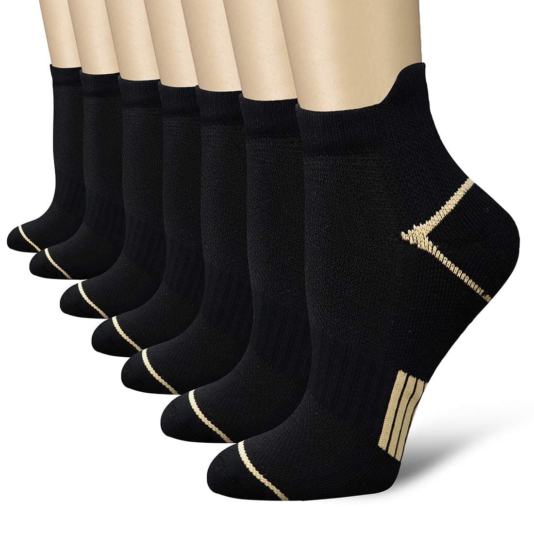 QUXIANG Compression Socks for Women & Men Circulation 3/6/7 Pairs Arch Ankle Support 15-20 mmHg Best for Running Cycling