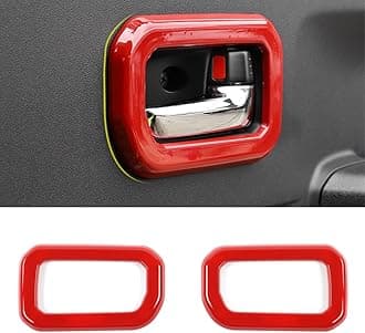 Interior Door Handle Trim Bezel Compatible with Suzuki Jimny 2019 2020 2021 2022 2023 2024 Inside Door Handle Bowl Decoartive Cover Accessories (Red)