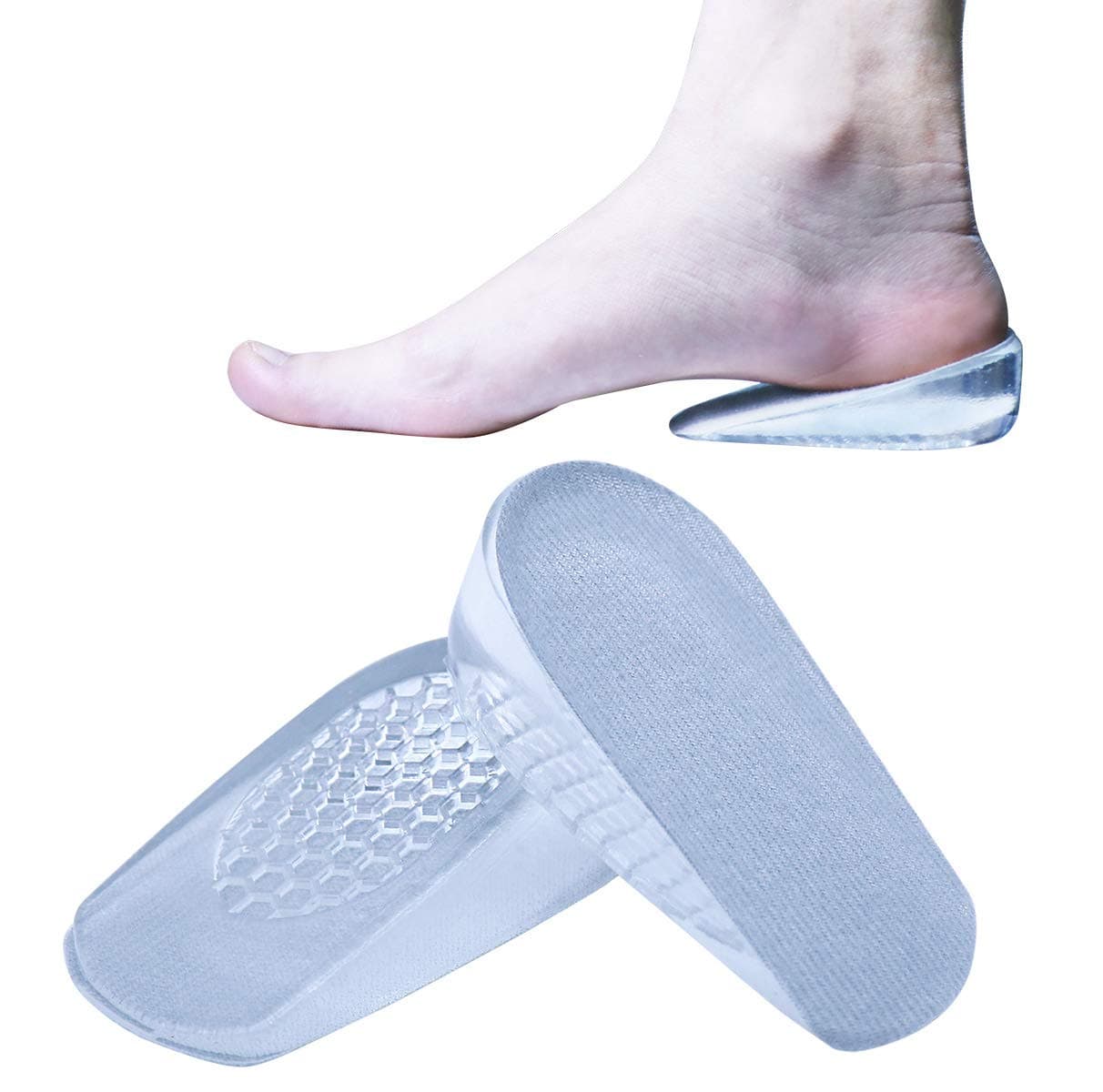Silicone Height Increase Insoles, Heel Cushion Inserts, Comfortable Gel Heel Pads for Shock Absorbing Support, Silicone Cushion Shoe Insoles for Men and Women(2cm)