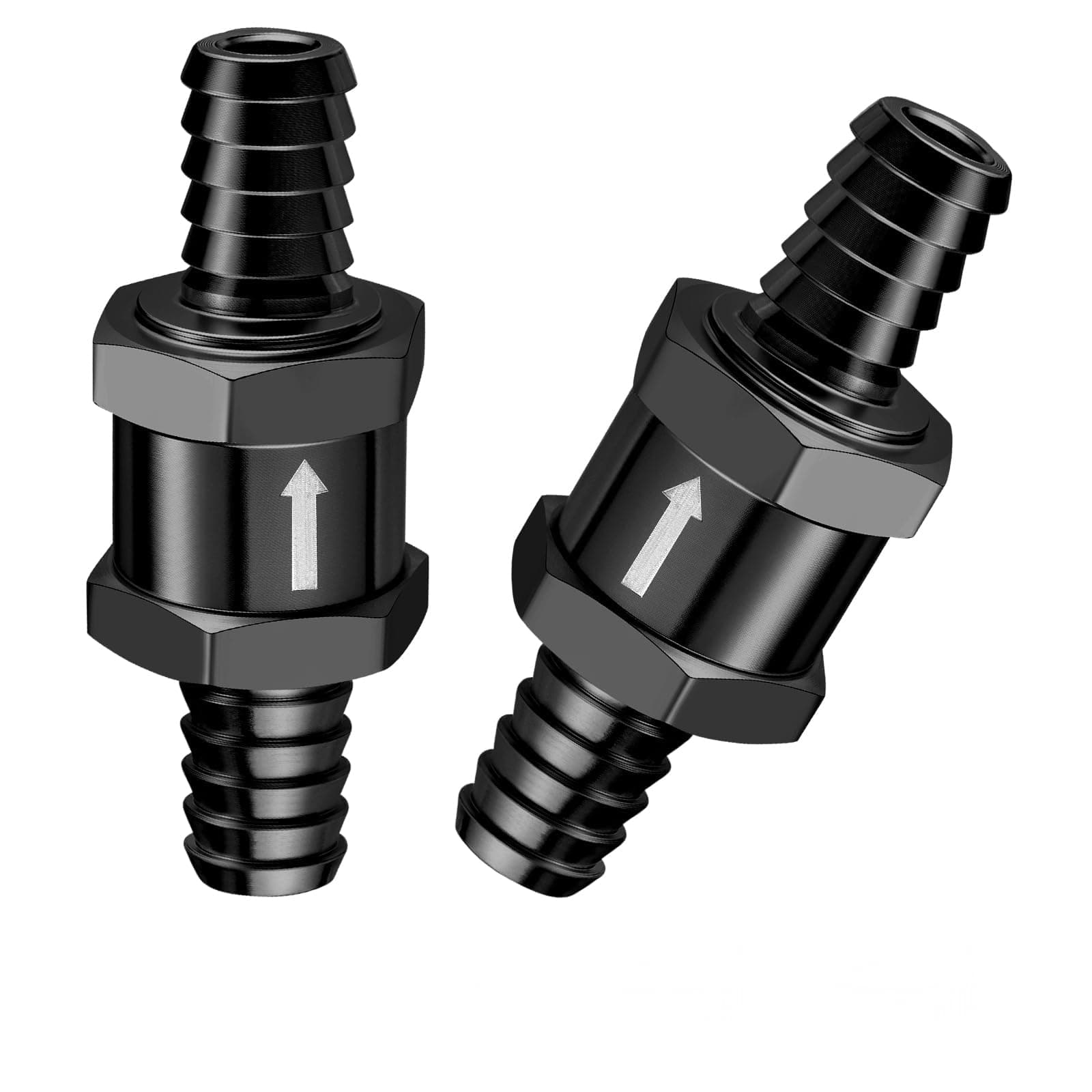 EVIL ENERGY 3/8" Fuel Check Valve One Way Inline Non Return Diesel Gasoline Black (10mm OD,2PCS)