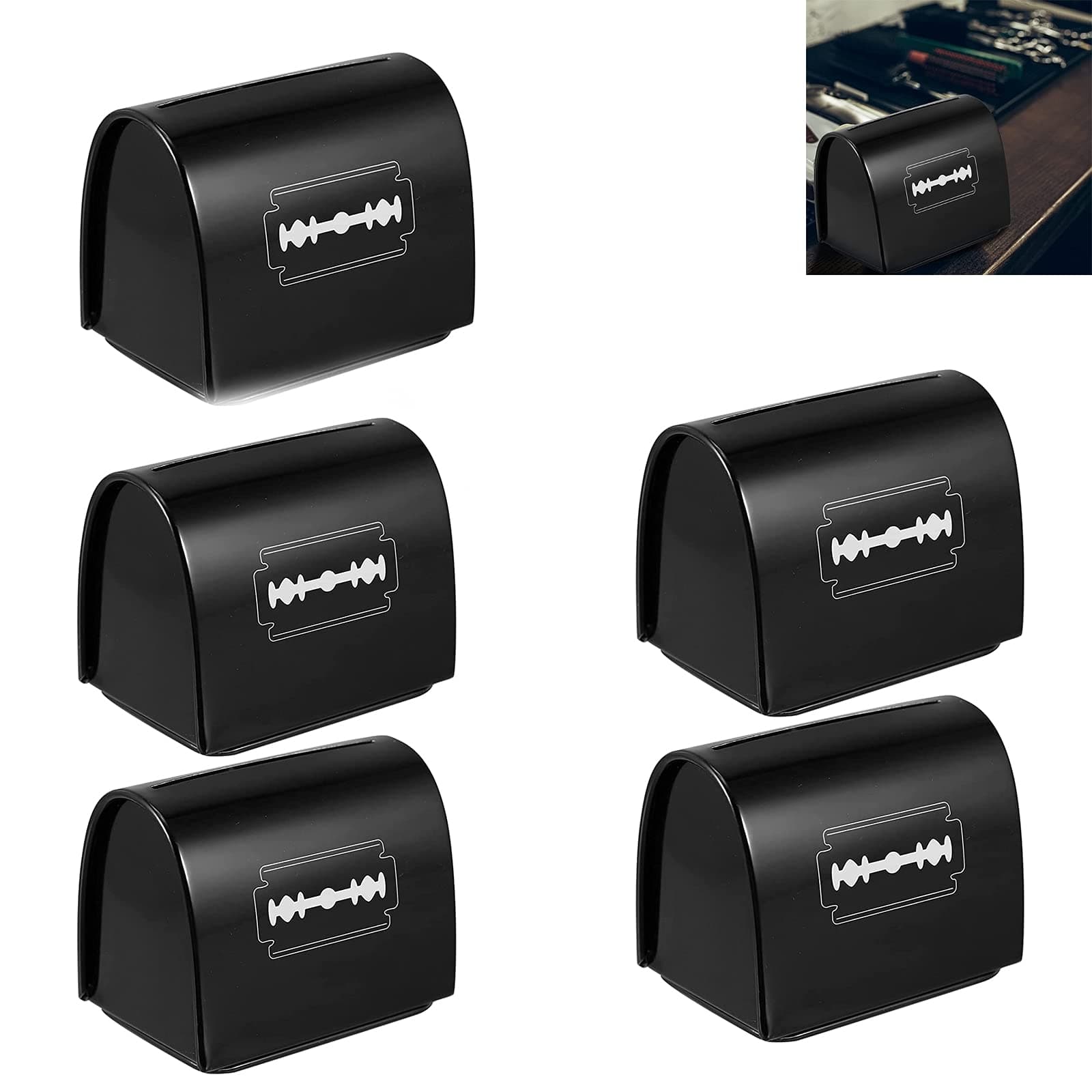 Razor Blade Disposal Case, Razor Blade Bank Blade Disposal Case Safe Storage Bank for Used Safety Razor Blades (5pcs)