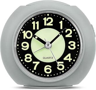 Analogue Alarm Clock Simple Alarm Clocks Bedside Non Ticking Battery Powered Luminous Silent Clock with Snooze Light Glow in the Dark Quiet Table Clocks for Bedrooms Heavy Sleepers Desk Office