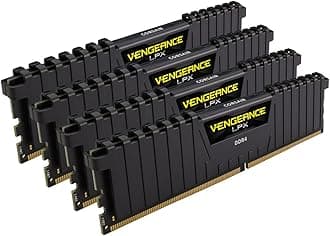 Corsair CMK16GX4M4A2666C16 Vengeance LPX 16 GB (4 x 4 GB) DDR4 2666 MHz C16 XMP 2.0 High Performance Desktop Memory Kit, Black