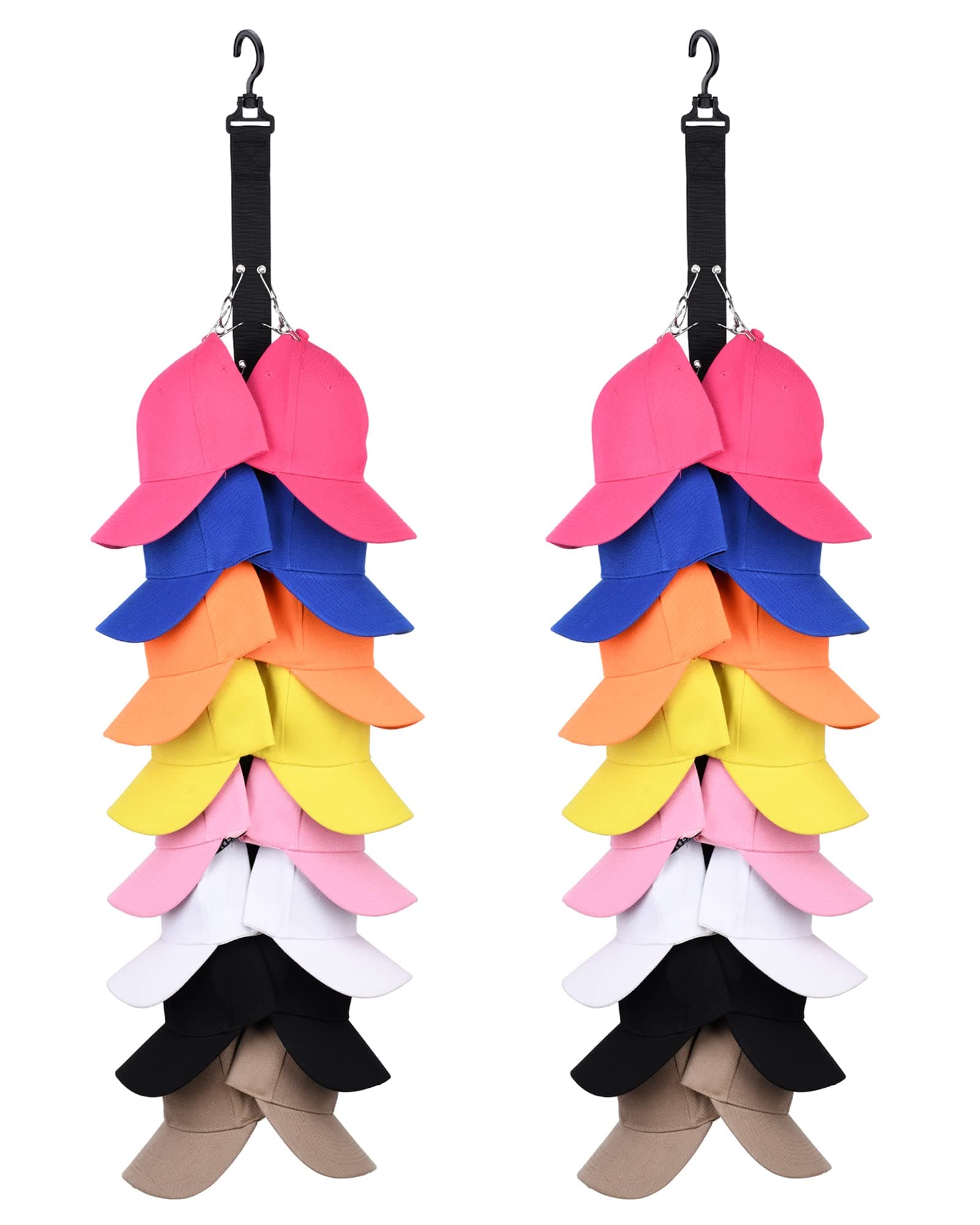 LEVOSHUACloset Hanging Cap Organizer 16 Baseball Cap Rack Closet Hook Cap Holder Hat Storage Organizer Keep Hats Cleaner Than a Hat Rack - 2 Pack